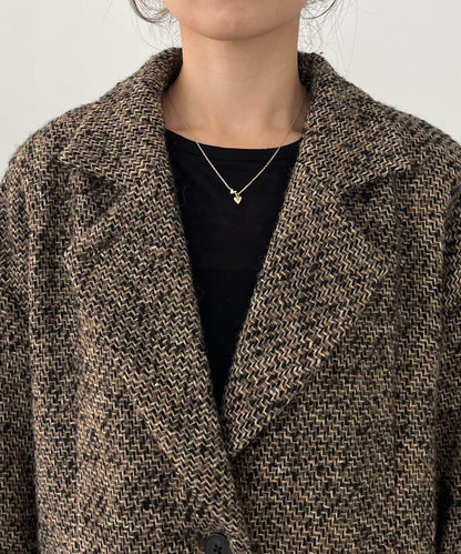 粗花呢裁縫風半身大衣