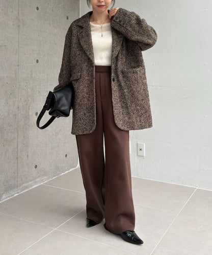 粗花呢裁縫風半身大衣