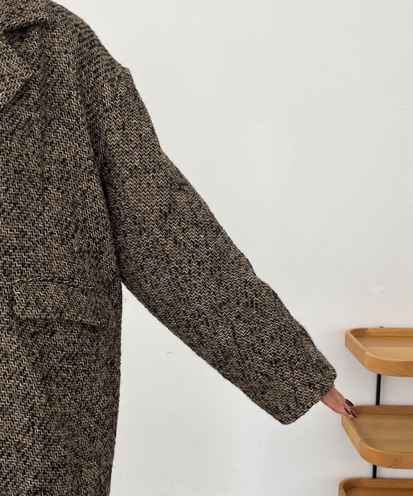 粗花呢裁縫風半身大衣