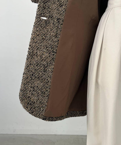 粗花呢裁縫風半身大衣