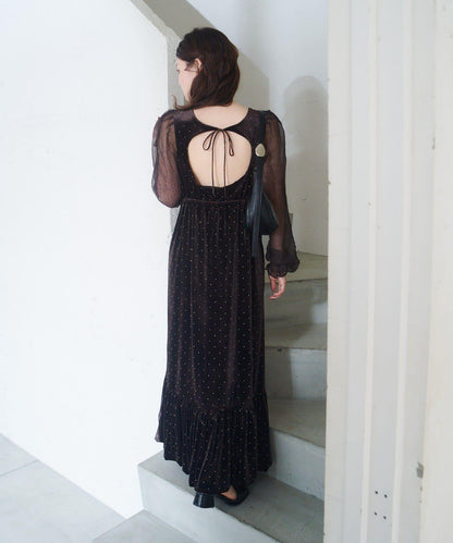 天鵝絨鉚釘連衣裙
