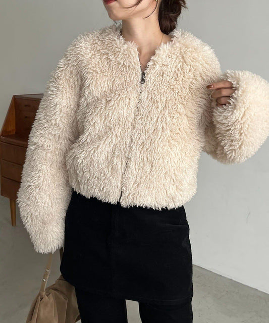 【雙面穿】羊羔絨短款夾克