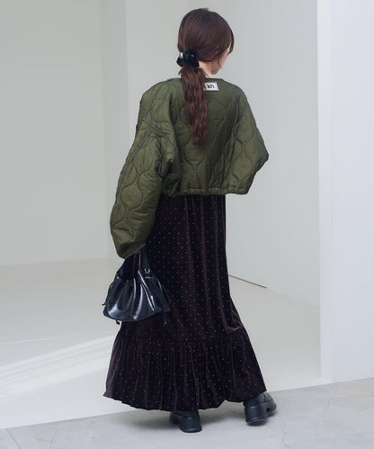 天鵝絨鉚釘連衣裙