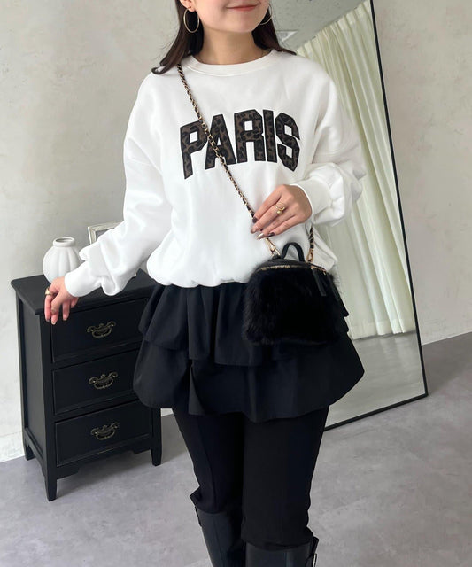 PARIS豹紋標誌加絨衛衣