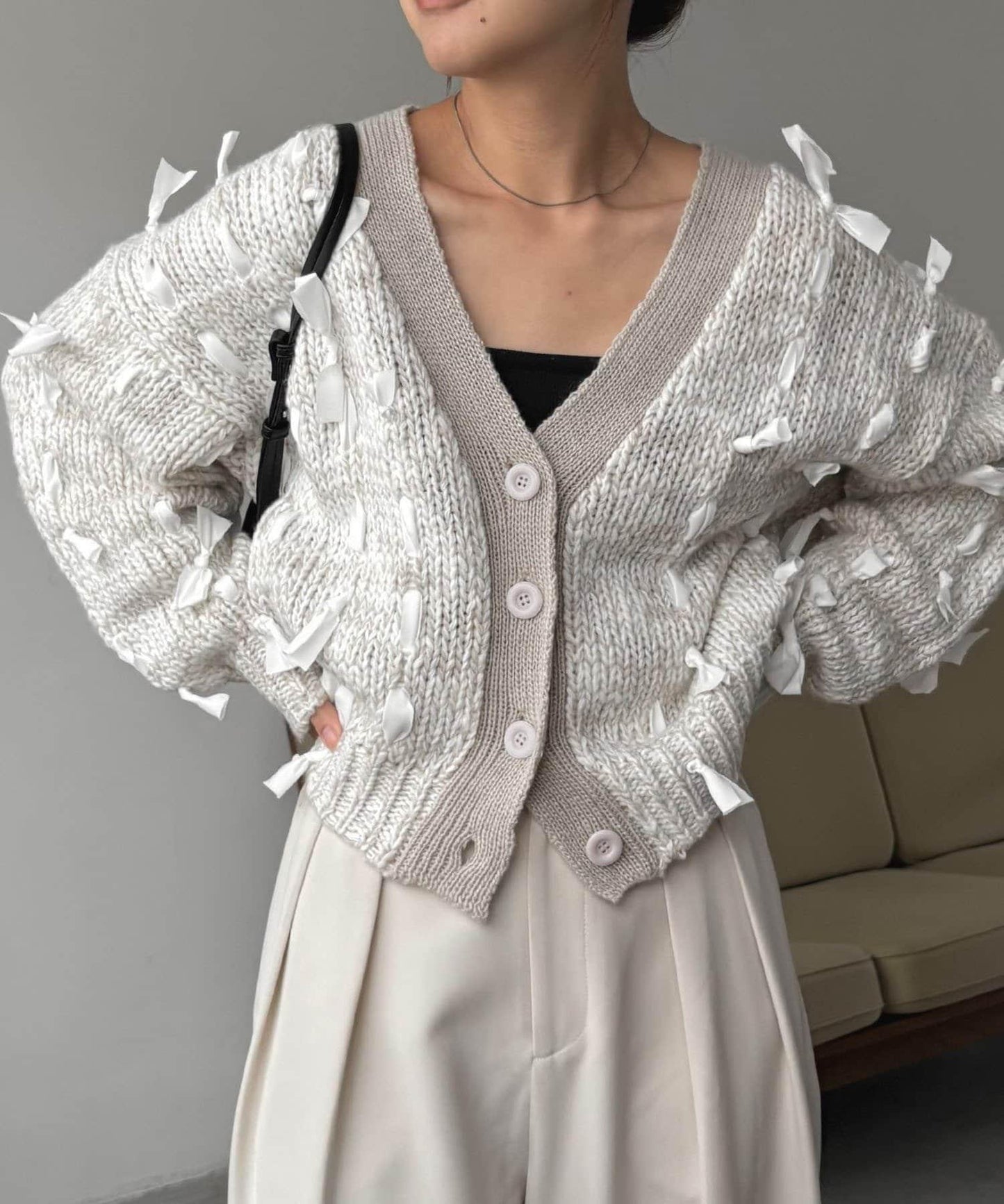 蝴蝶結針織開衫