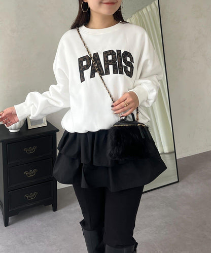 PARIS豹紋標誌加絨衛衣