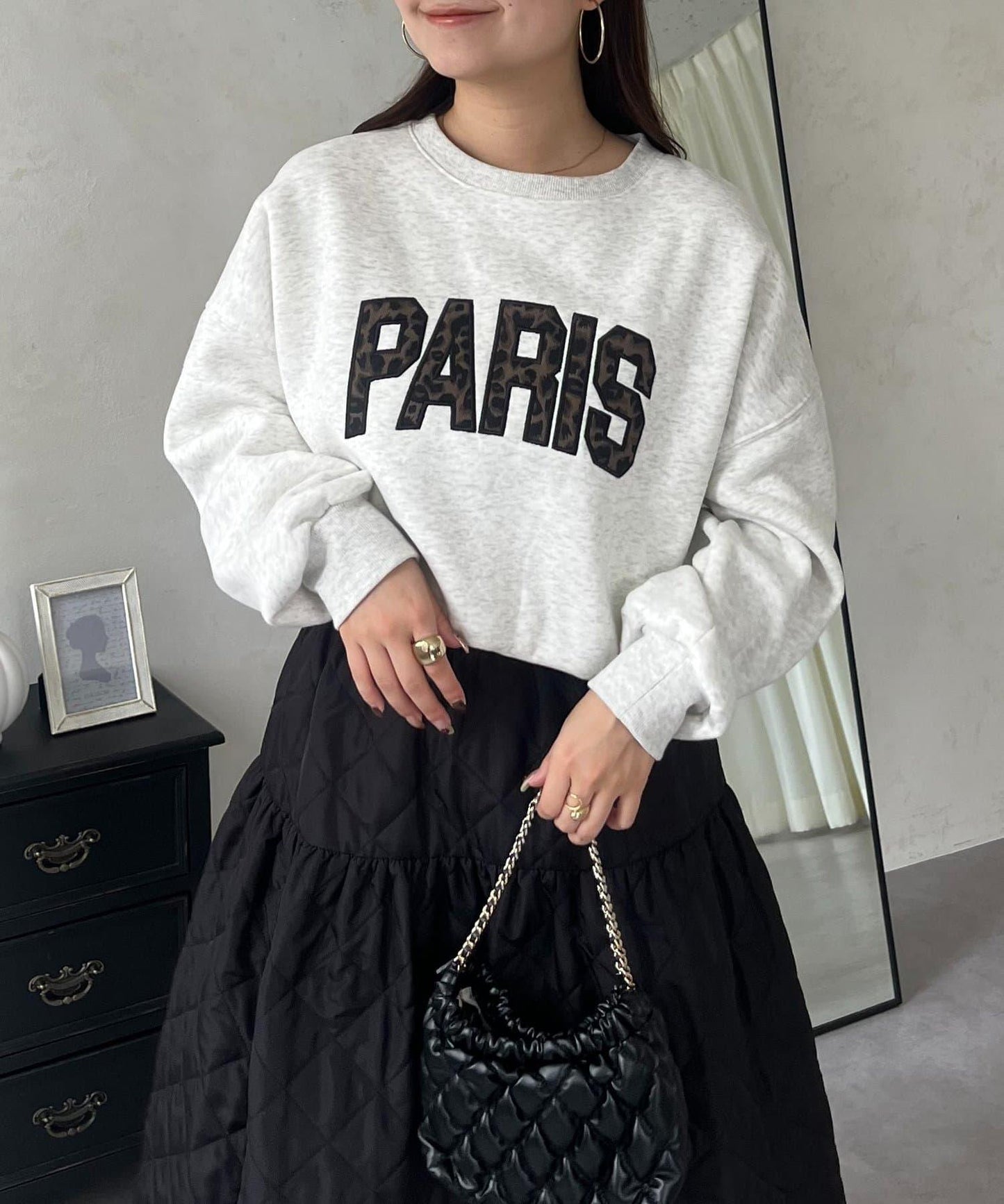 PARIS豹紋標誌加絨衛衣