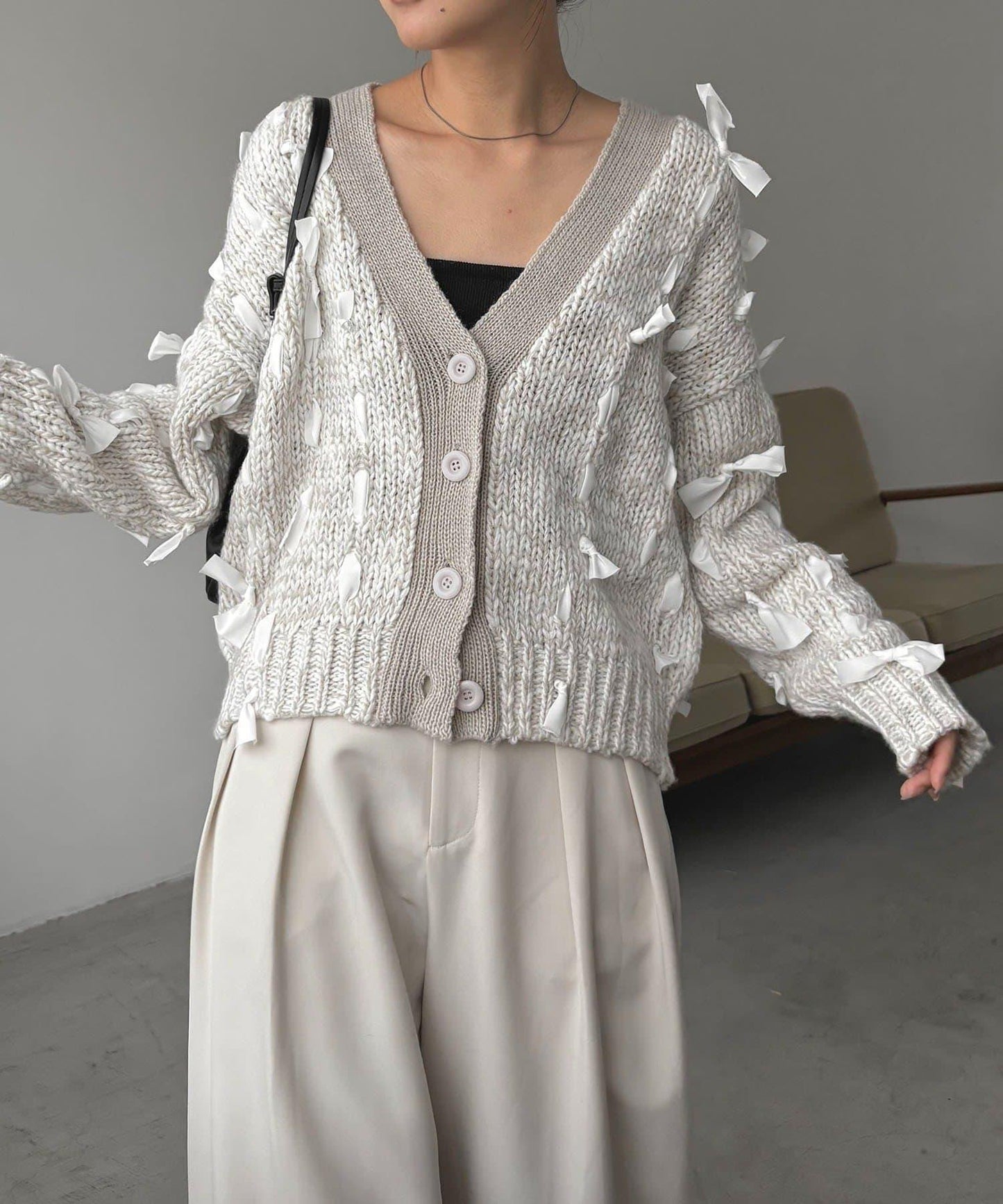 蝴蝶結針織開衫