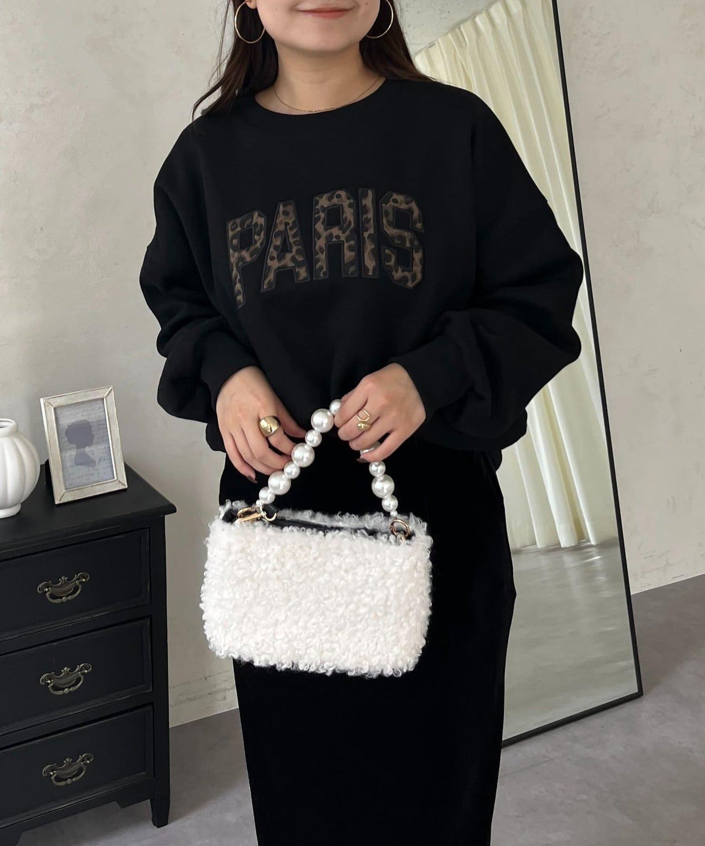 PARIS豹紋標誌加絨衛衣