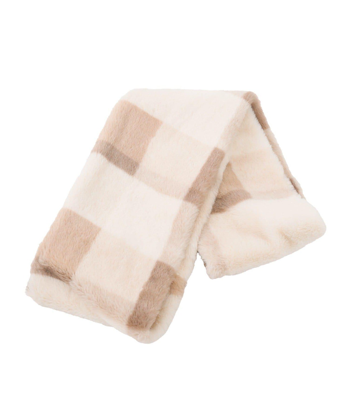 チェックフェイクファースヌード