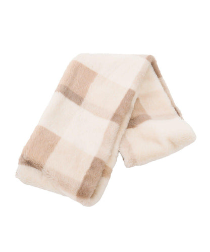 チェックフェイクファースヌード