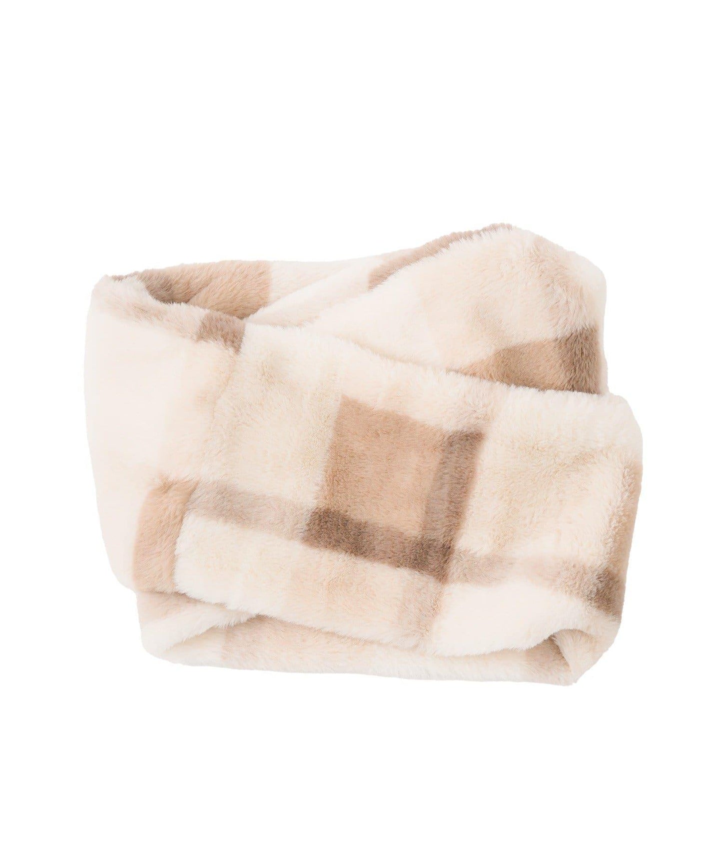 チェックフェイクファースヌード