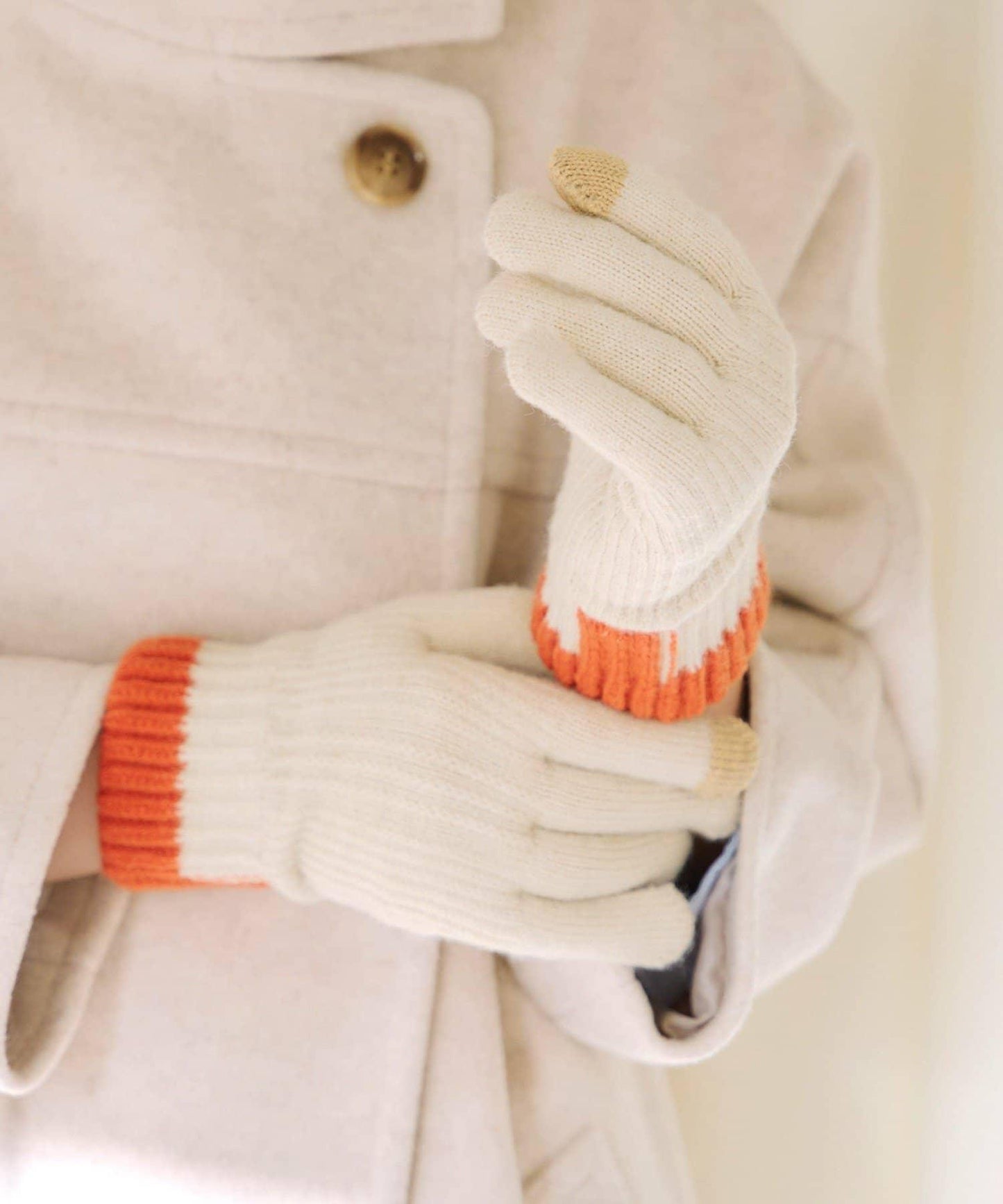 スマホ対応バイカラーニット手袋