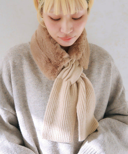 フェイクファーニットティペットマフラー