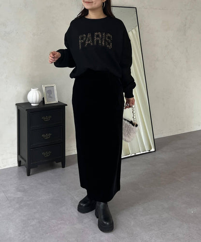 PARIS豹紋標誌加絨衛衣