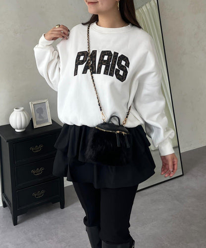 PARIS豹紋標誌加絨衛衣