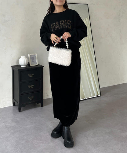 PARIS豹紋標誌加絨衛衣