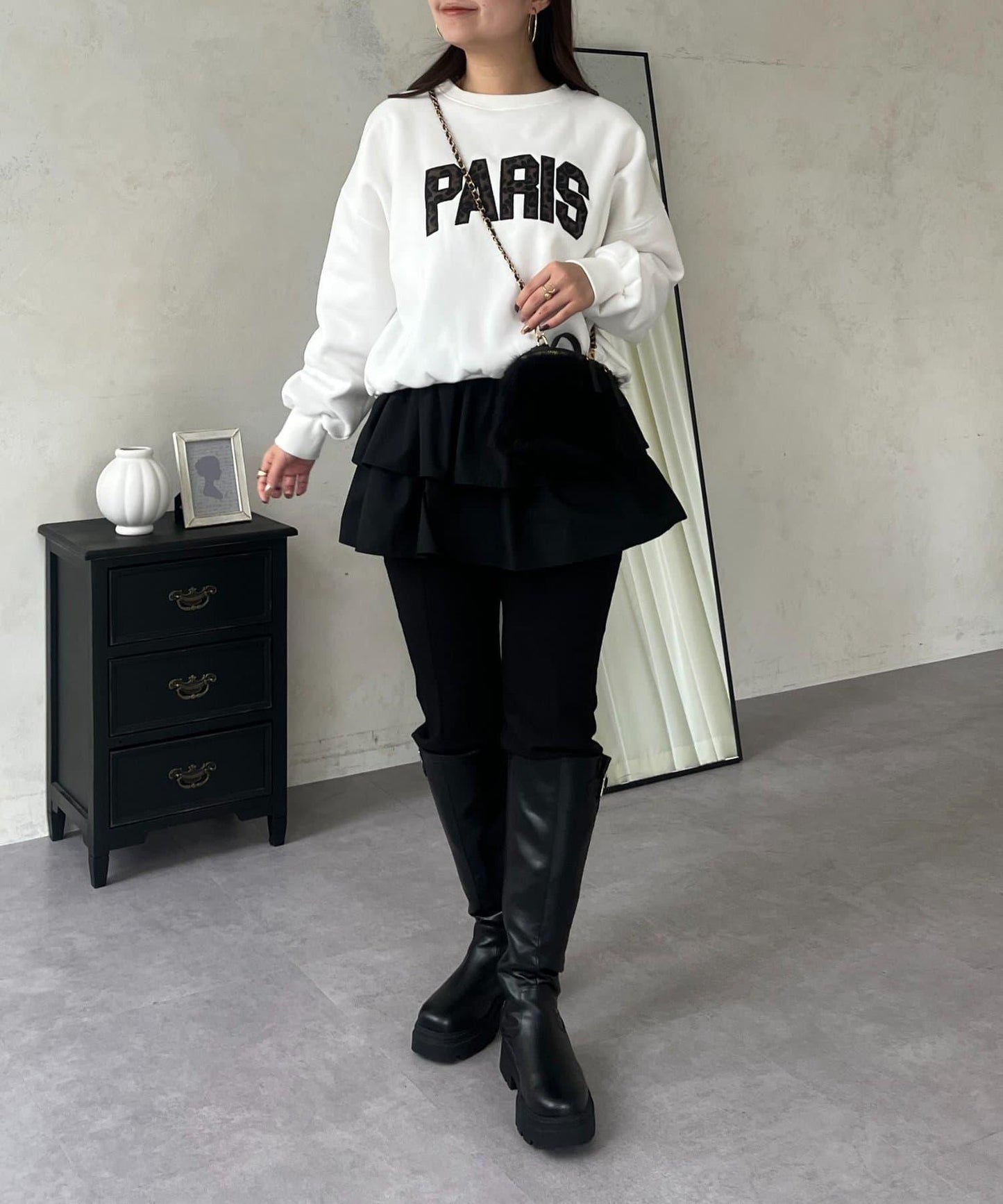 PARIS豹紋標誌加絨衛衣