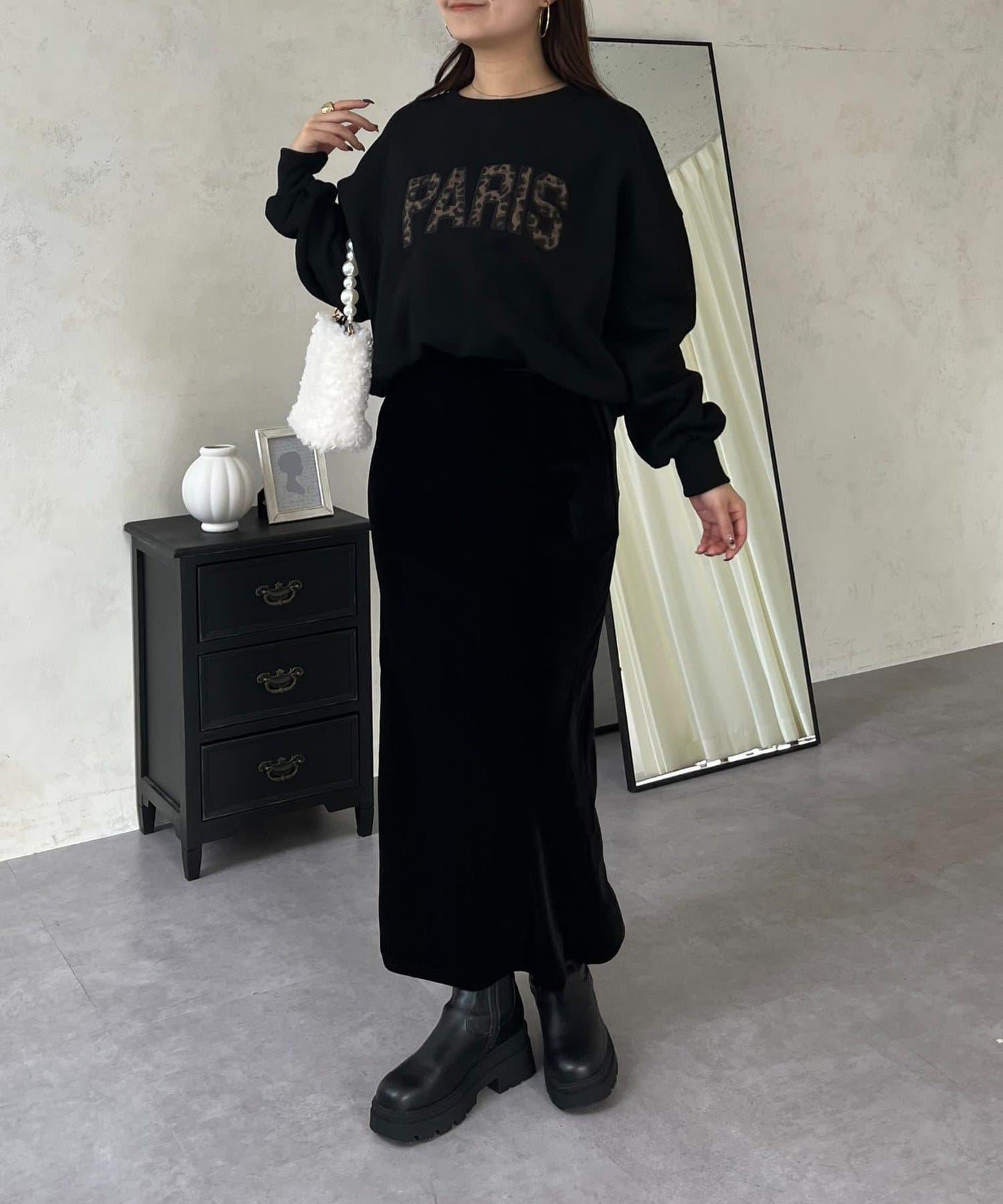 PARIS豹紋標誌加絨衛衣