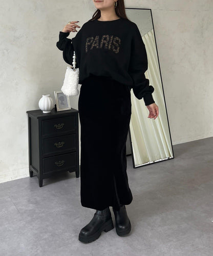 PARIS豹紋標誌加絨衛衣