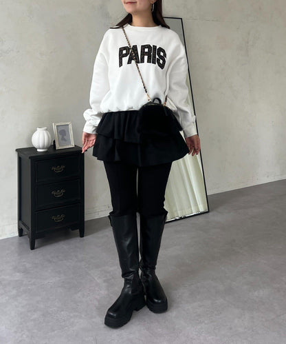 PARIS豹紋標誌加絨衛衣