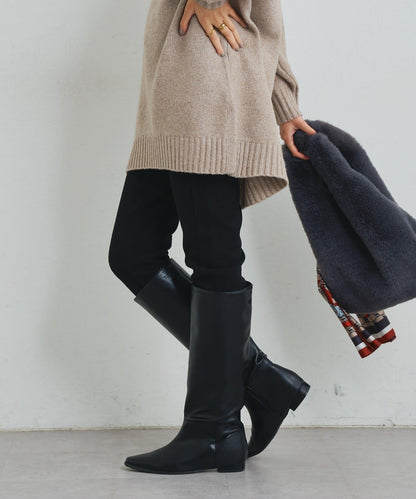 《美シルエット》下襬拉鍊加絨修身褲