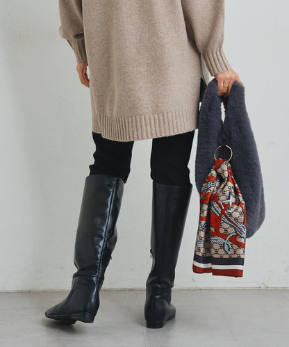 《美シルエット》下襬拉鍊加絨修身褲