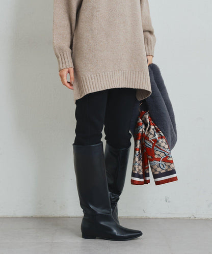 《美シルエット》下襬拉鍊加絨修身褲