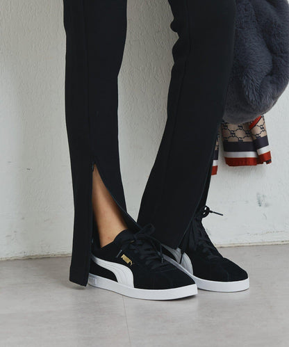 《美シルエット》下襬拉鍊加絨修身褲