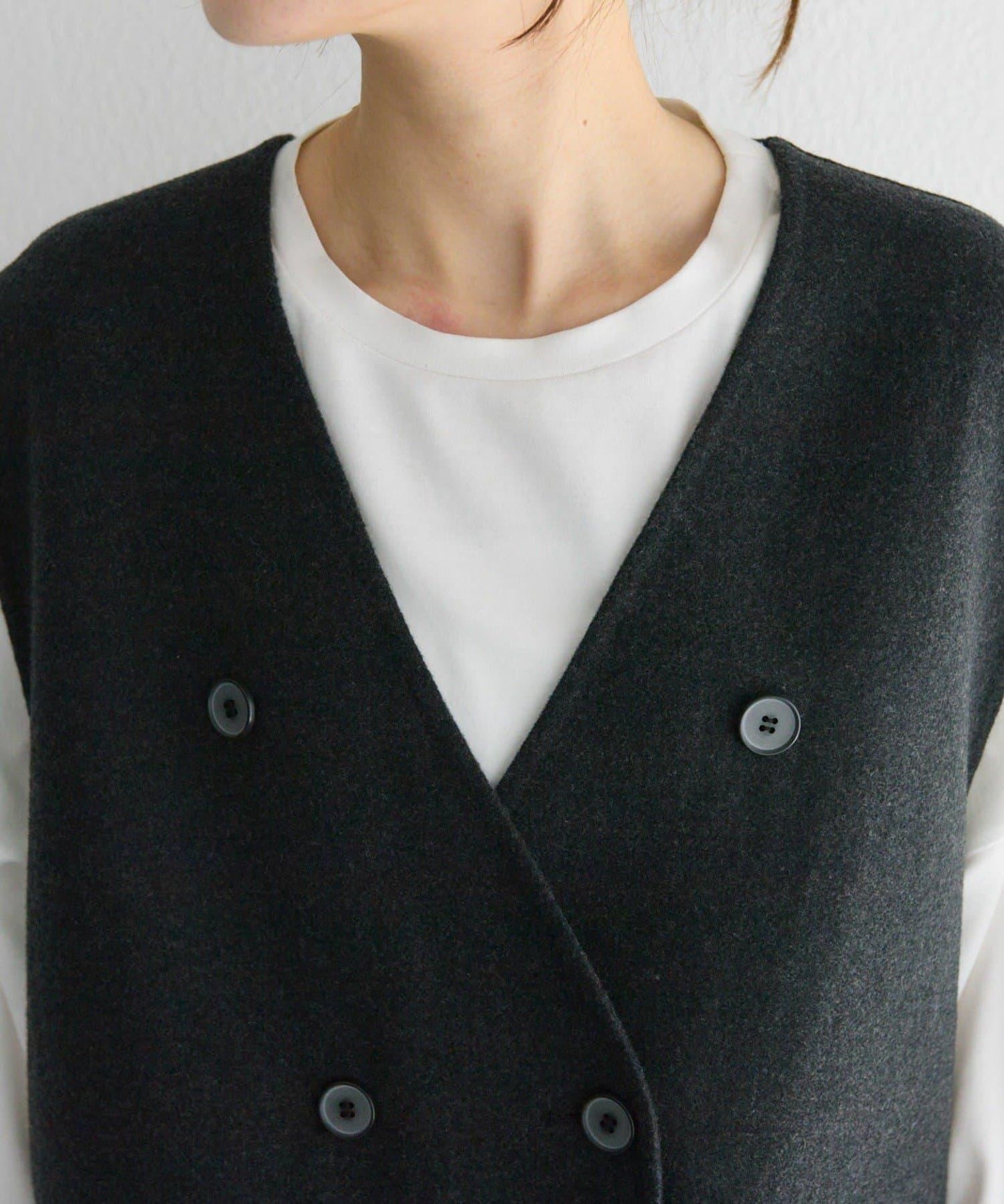 手工風羊毛混紡馬甲背心