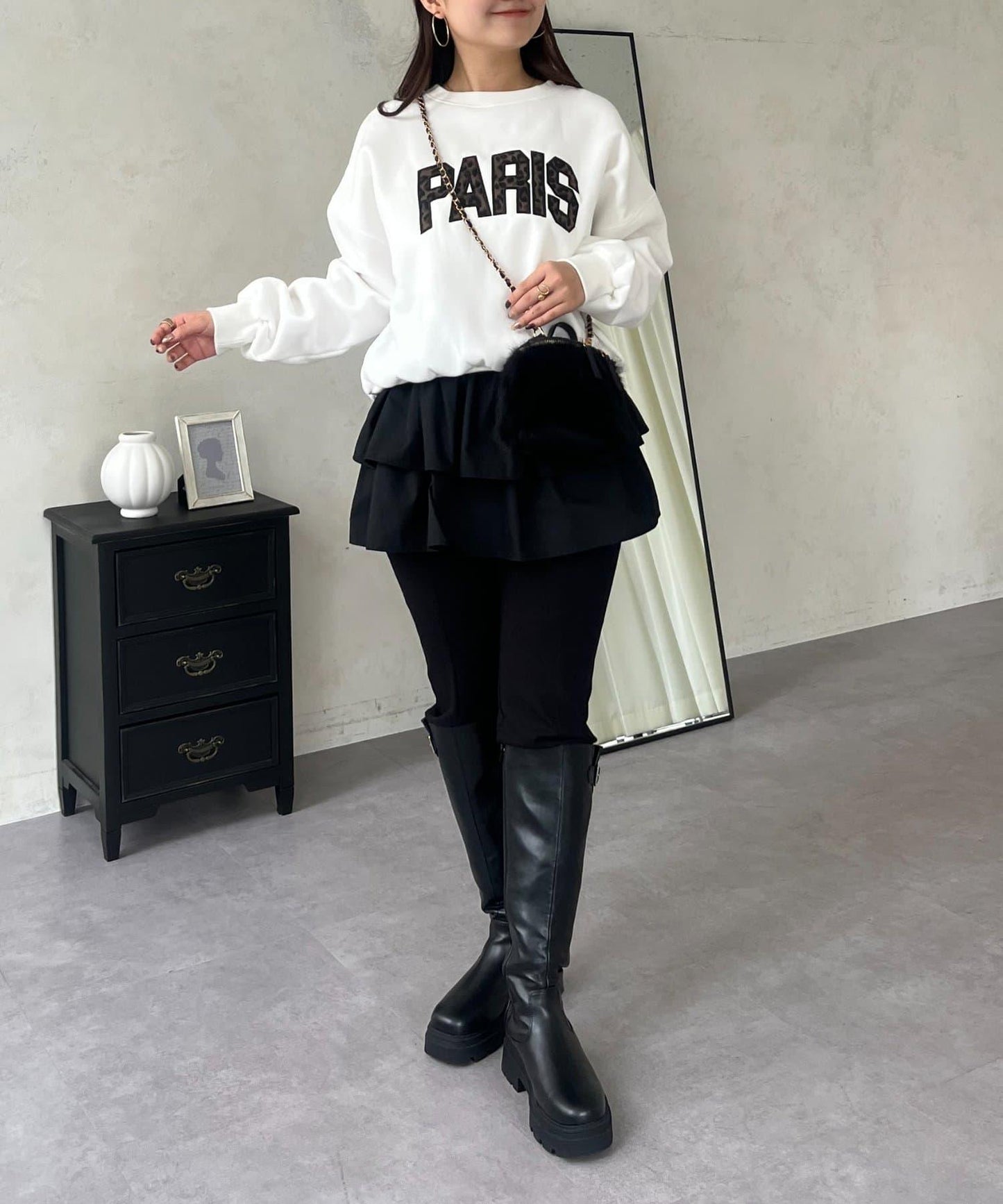 PARIS豹紋標誌加絨衛衣