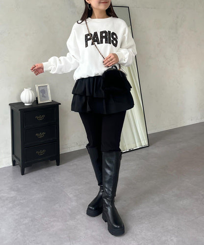 PARIS豹紋標誌加絨衛衣