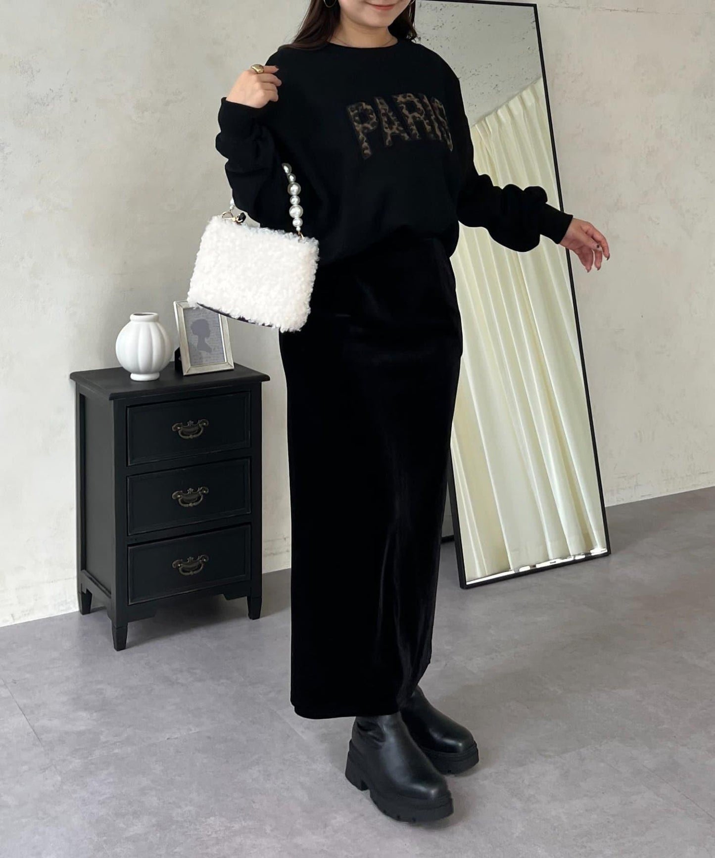 PARIS豹紋標誌加絨衛衣