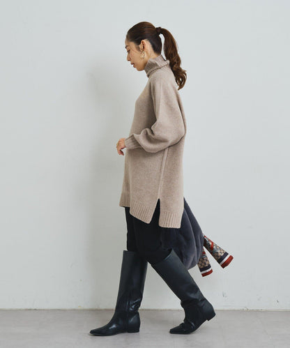 《美シルエット》下襬拉鍊加絨修身褲