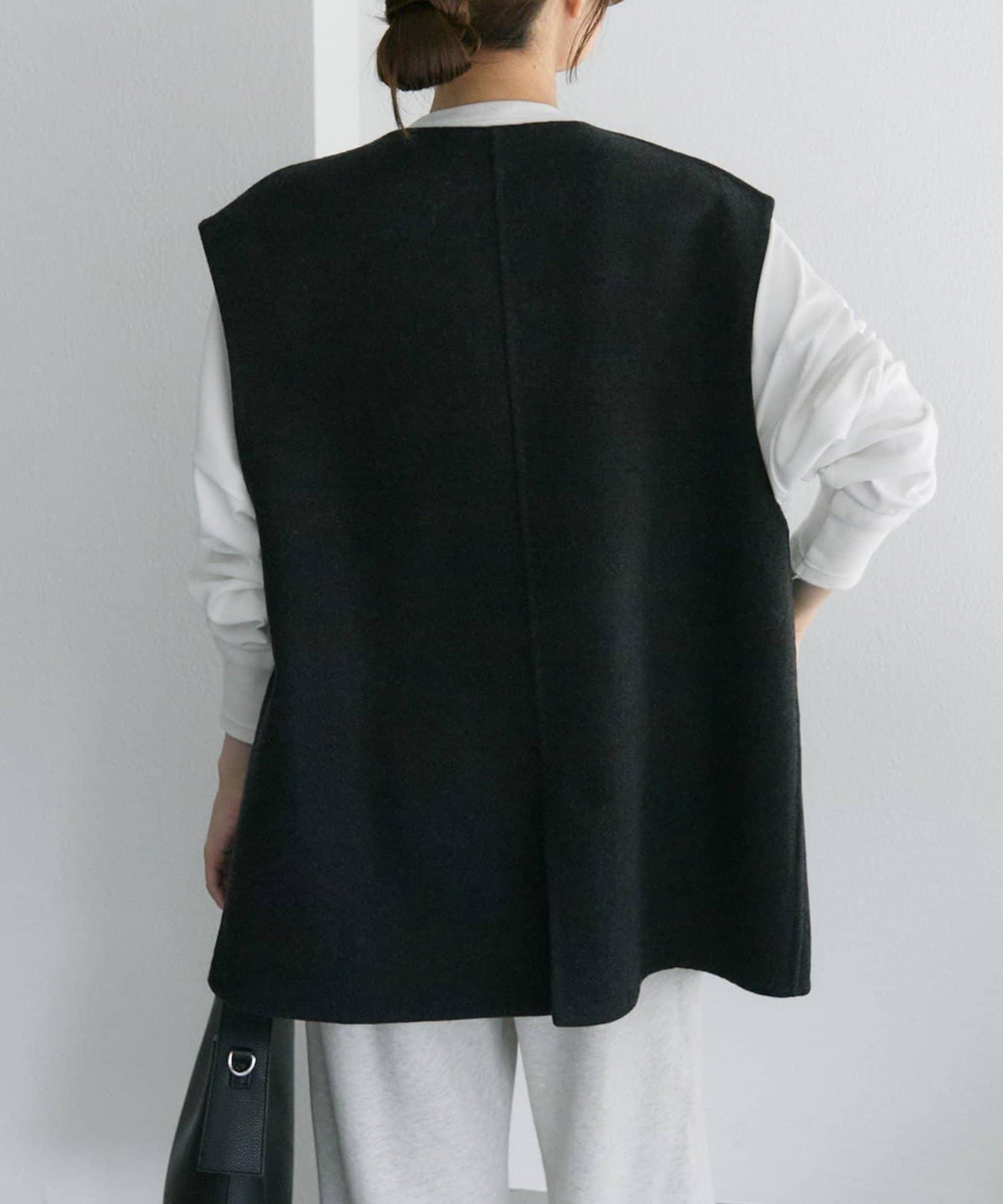 手工風羊毛混紡馬甲背心