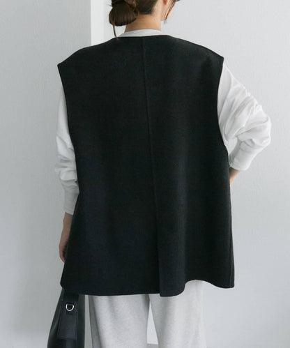 手工風羊毛混紡馬甲背心