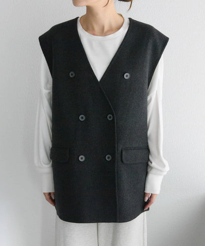 手工風羊毛混紡馬甲背心