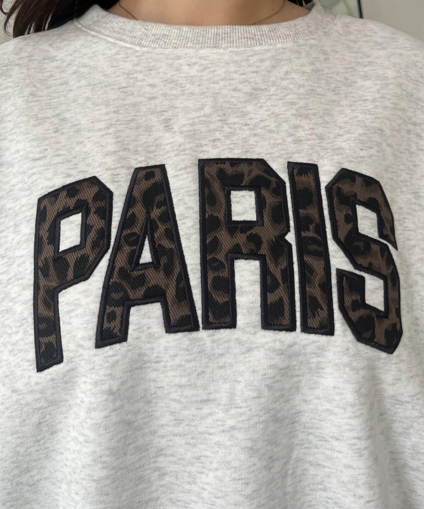 PARIS豹紋標誌加絨衛衣