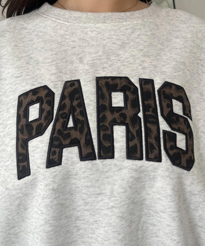 PARIS豹紋標誌加絨衛衣