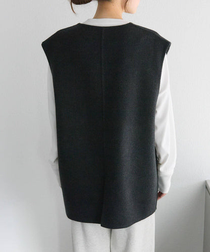 手工風羊毛混紡馬甲背心
