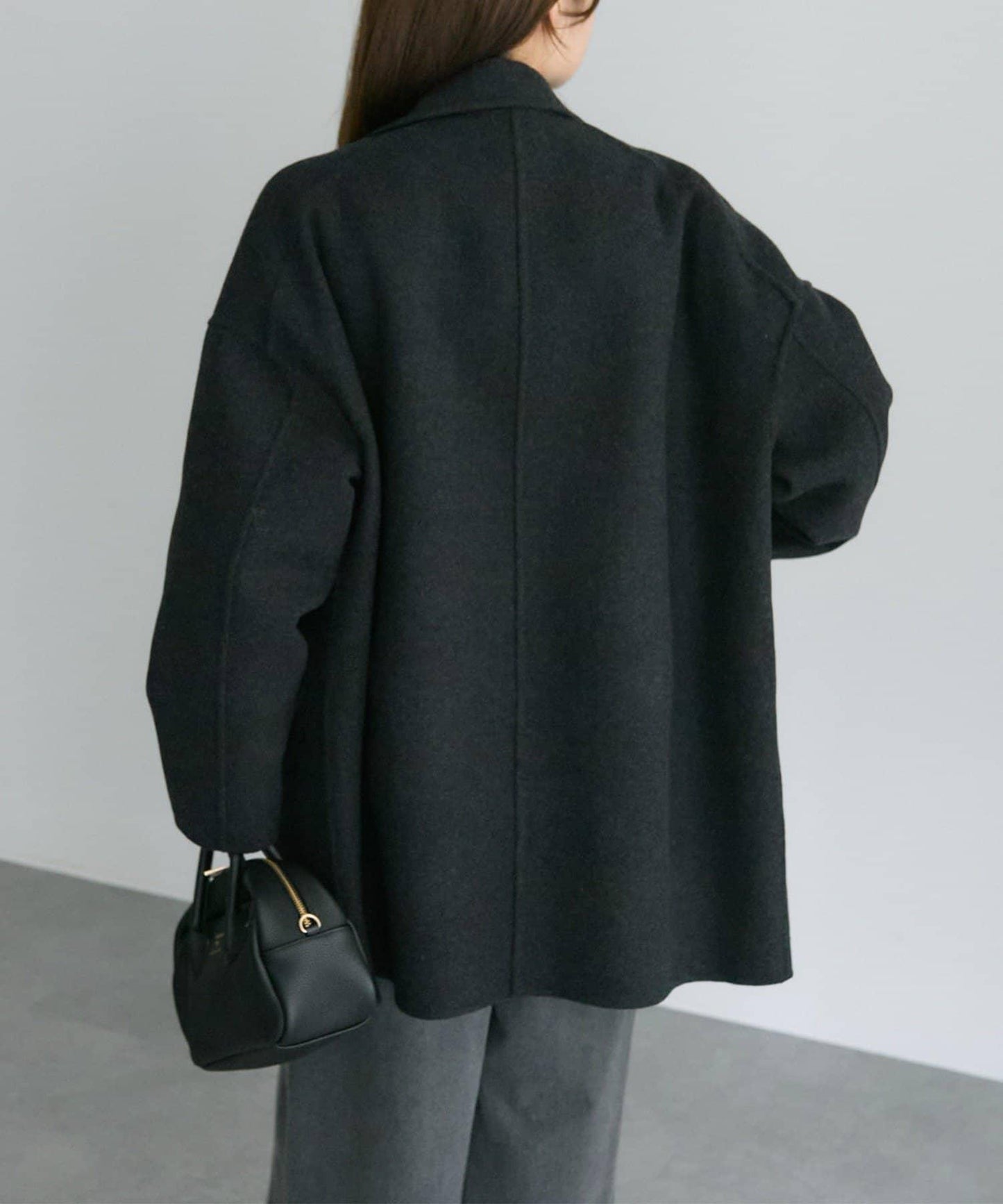 手工風羊毛混紡西裝大衣