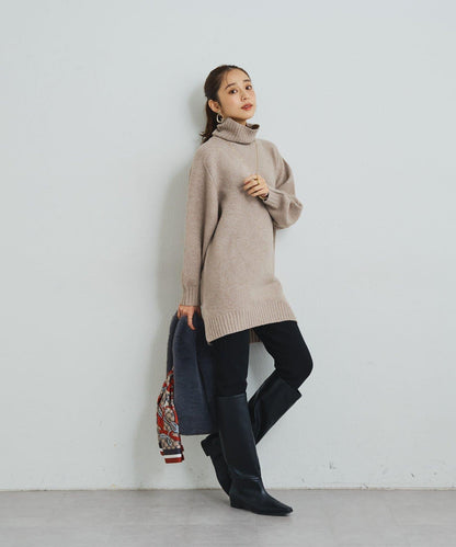 《美シルエット》下襬拉鍊加絨修身褲