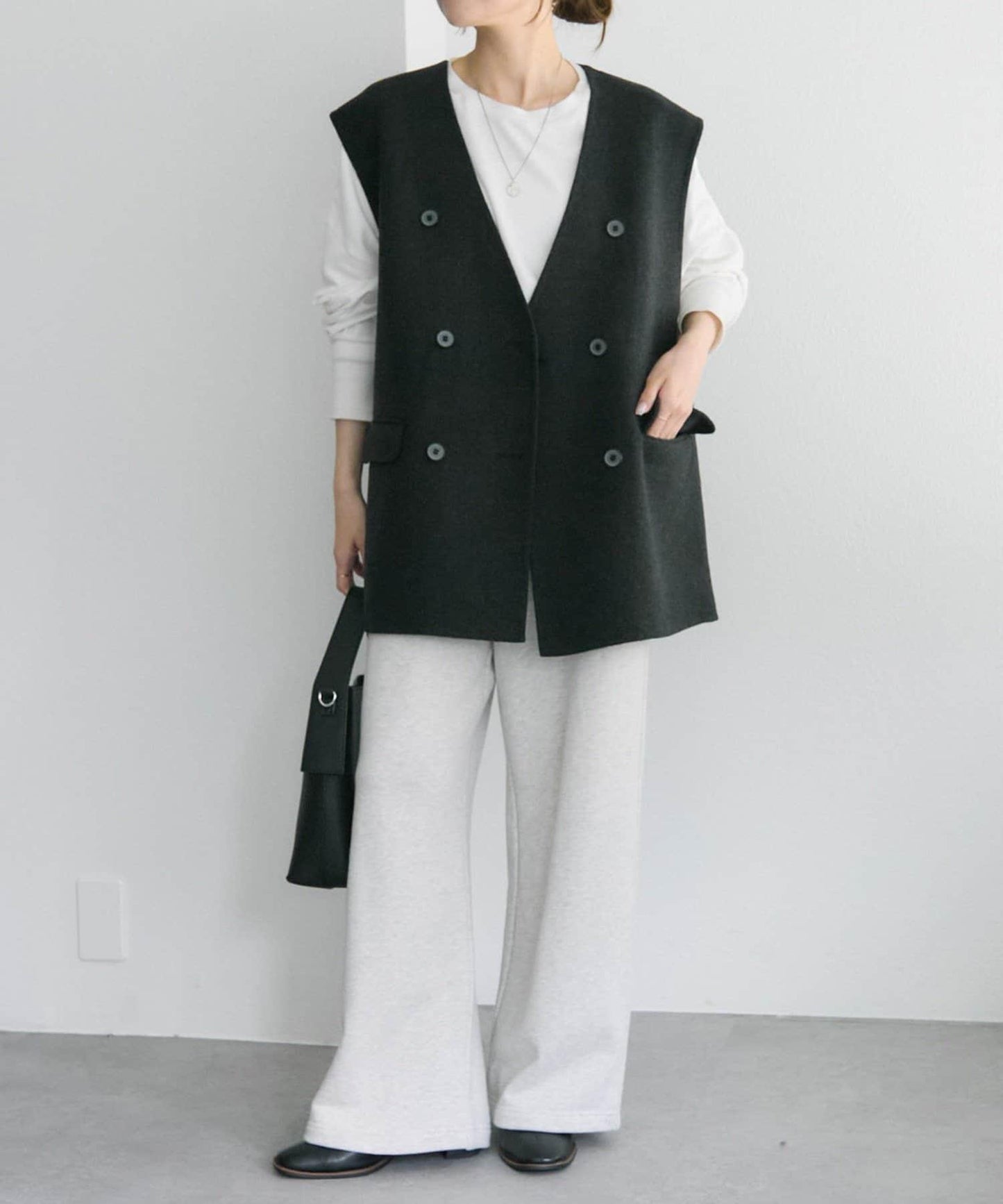 手工風羊毛混紡馬甲背心