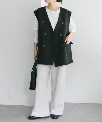 手工風羊毛混紡馬甲背心