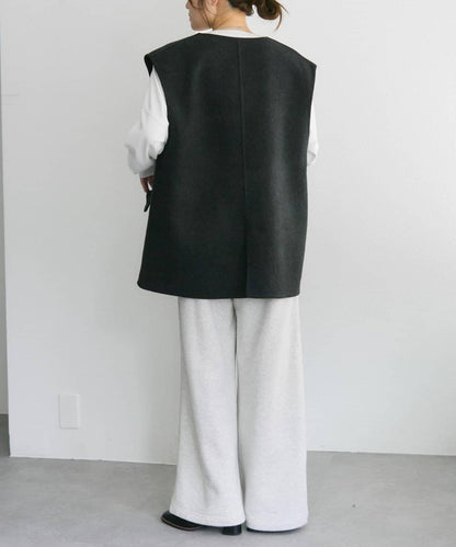 手工風羊毛混紡馬甲背心