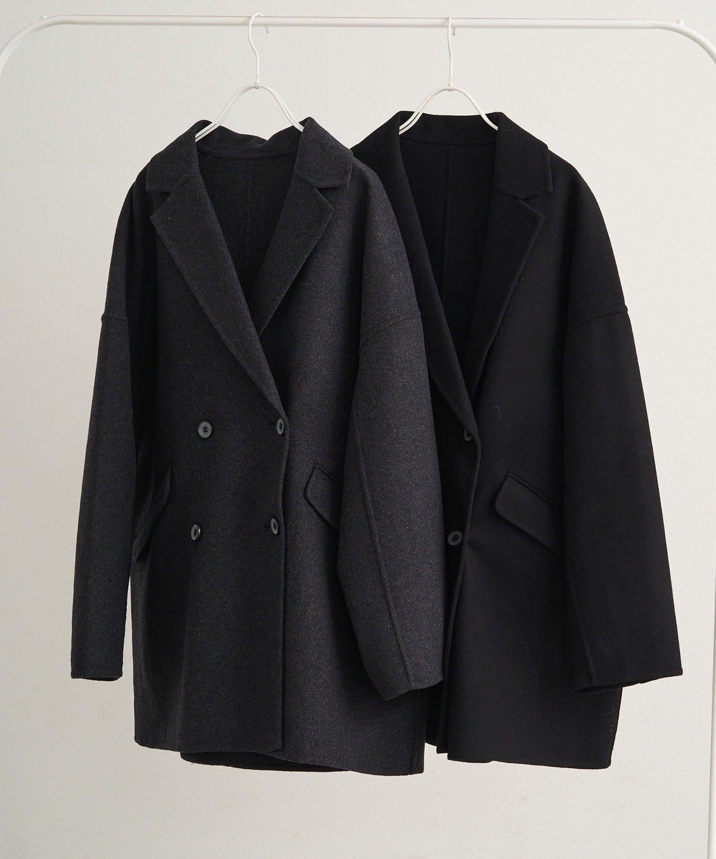 手工風羊毛混紡西裝大衣