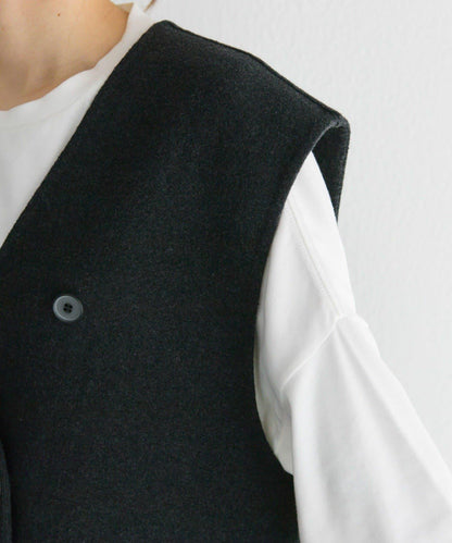 手工風羊毛混紡馬甲背心