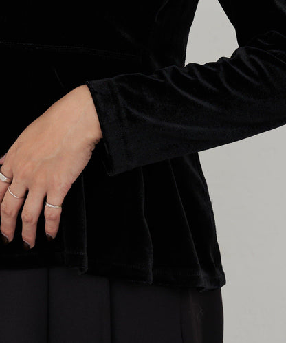 天鵝絨荷葉邊下襬套頭衫