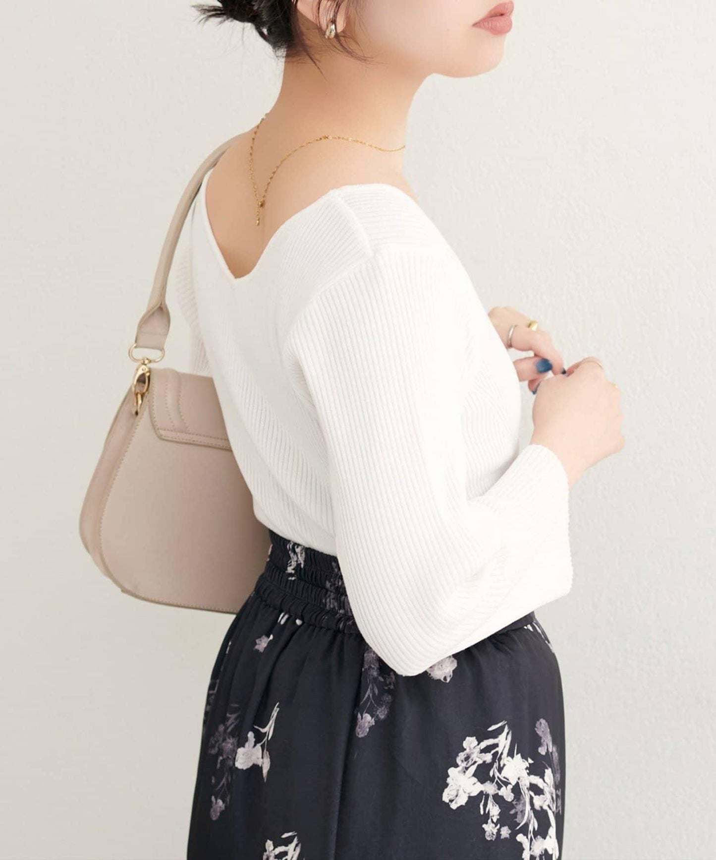 【natural couture】前後兩穿七分袖羅紋針織衫