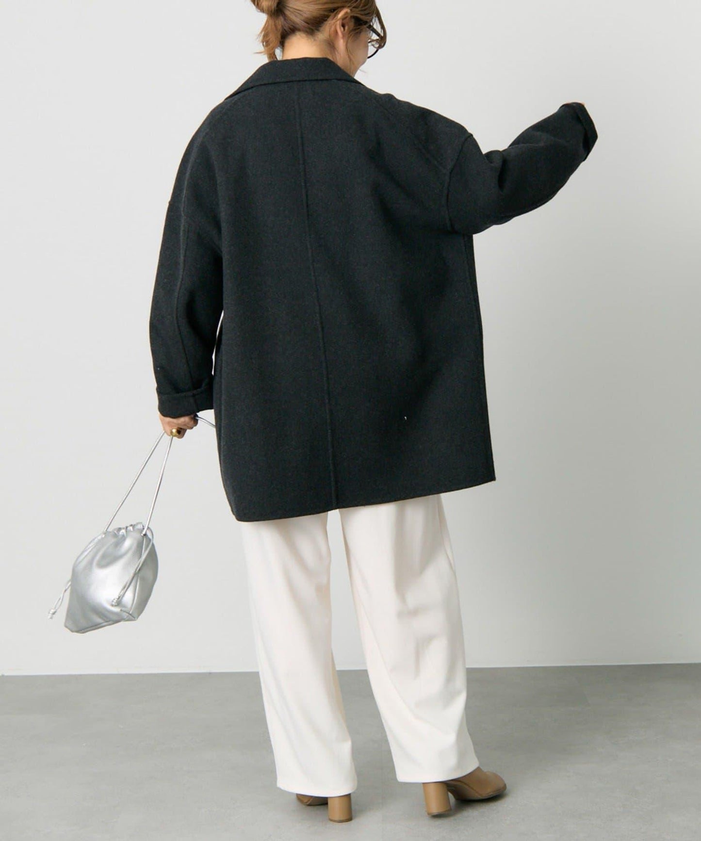 手工風羊毛混紡西裝大衣